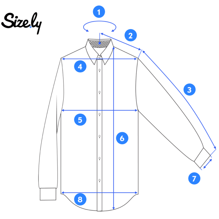 Men's dress shirts measurements