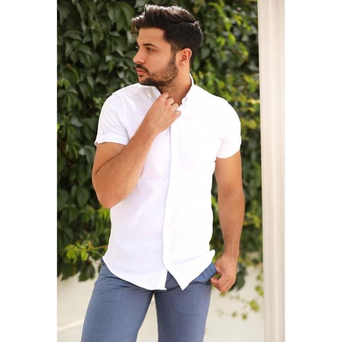 Short sleeve white dress shirt mens