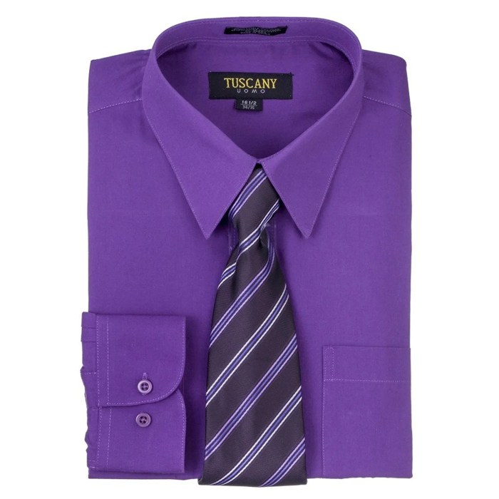 Mens purple dress shirt white collar