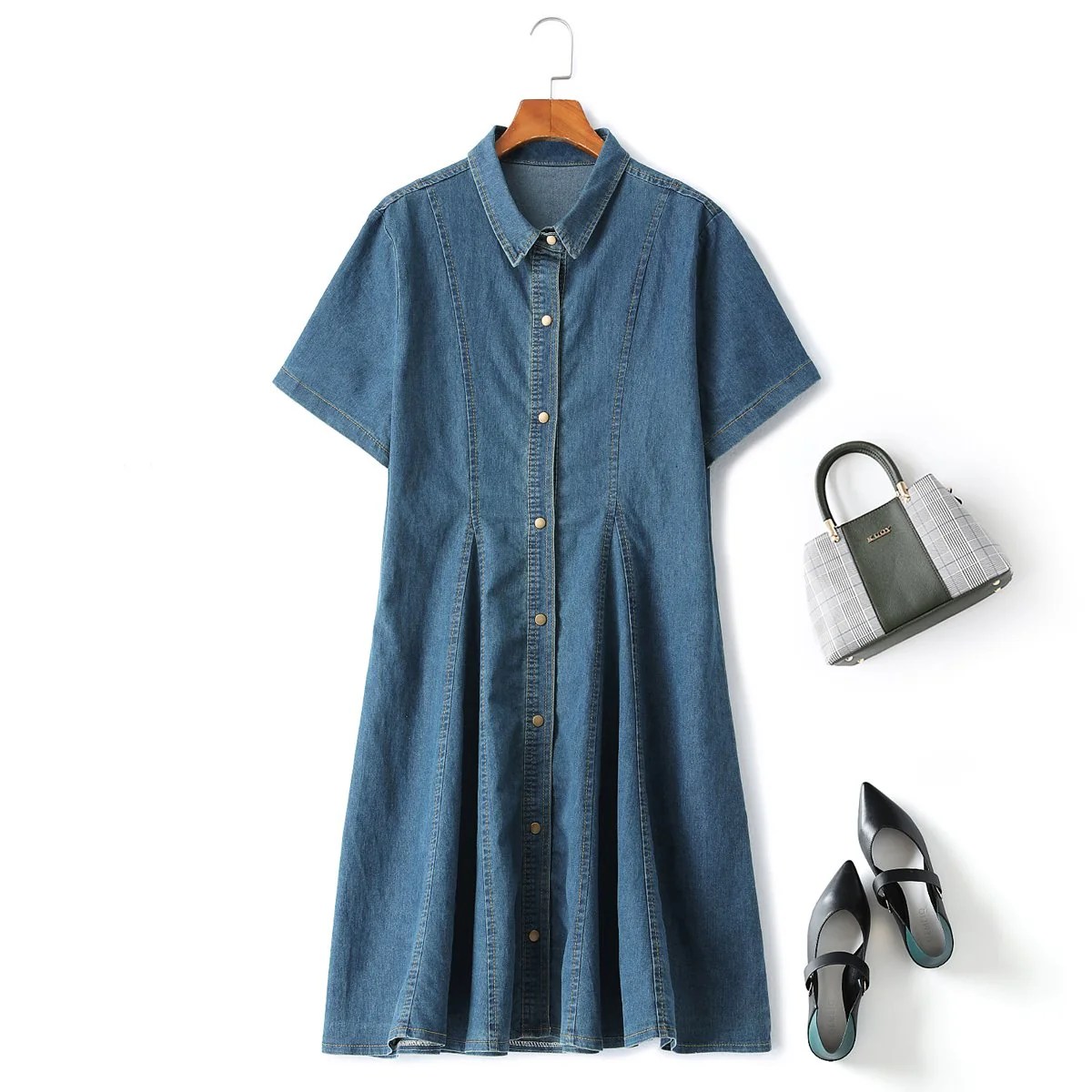 Women's plus size denim shirt dress