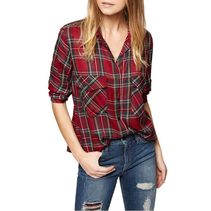 Plaid shirt dress women