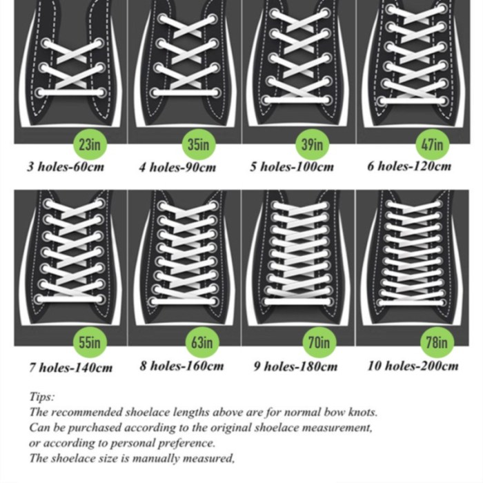 Shoelace length for men's dress shoes