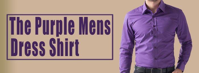 Mens purple dress shirt white collar